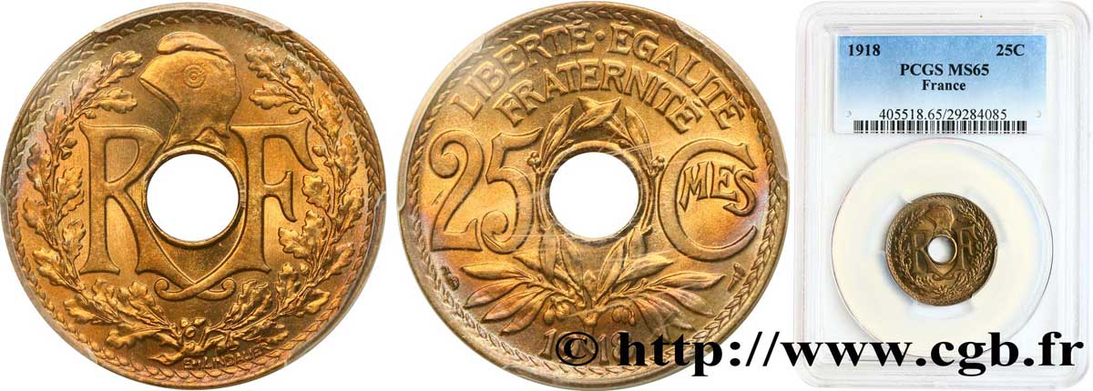 25 centimes Lindauer 1918  F.171/2 FDC65 PCGS