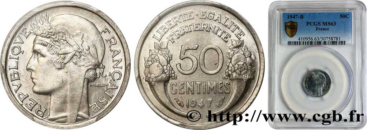 50 centimes Morlon, légère 1947 Beaumont-Le-Roger F.194/11 MS64 