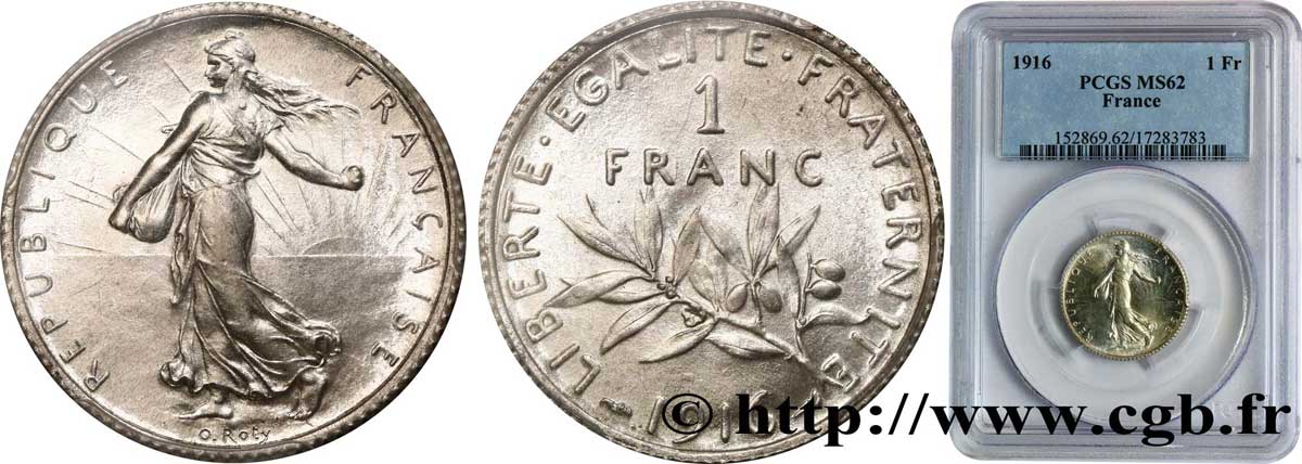1 franc Semeuse 1916 Paris F.217/22 MS62 PCGS