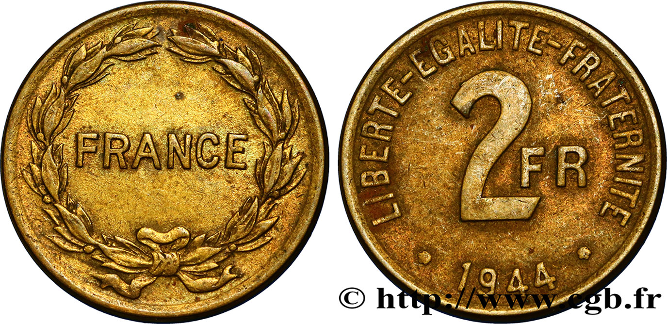 2 francs France 1944 F.271/1 MB35