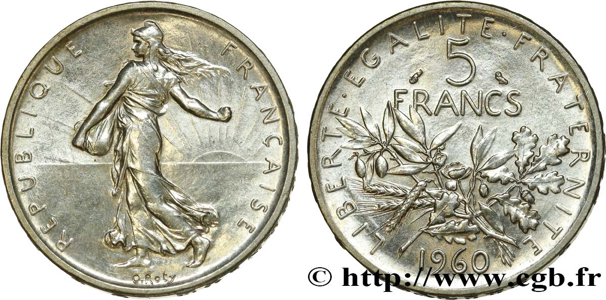 5 francs Semeuse, argent 1960 Paris F.340/4 MS64 