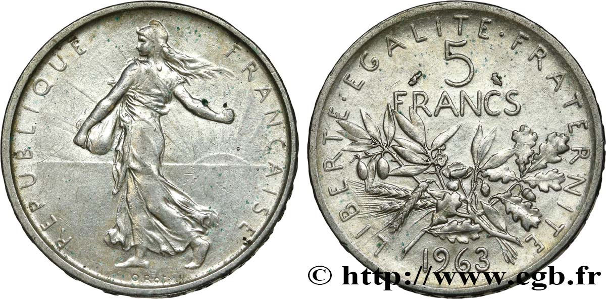 5 francs Semeuse, argent 1963 Paris F.340/7 BB 
