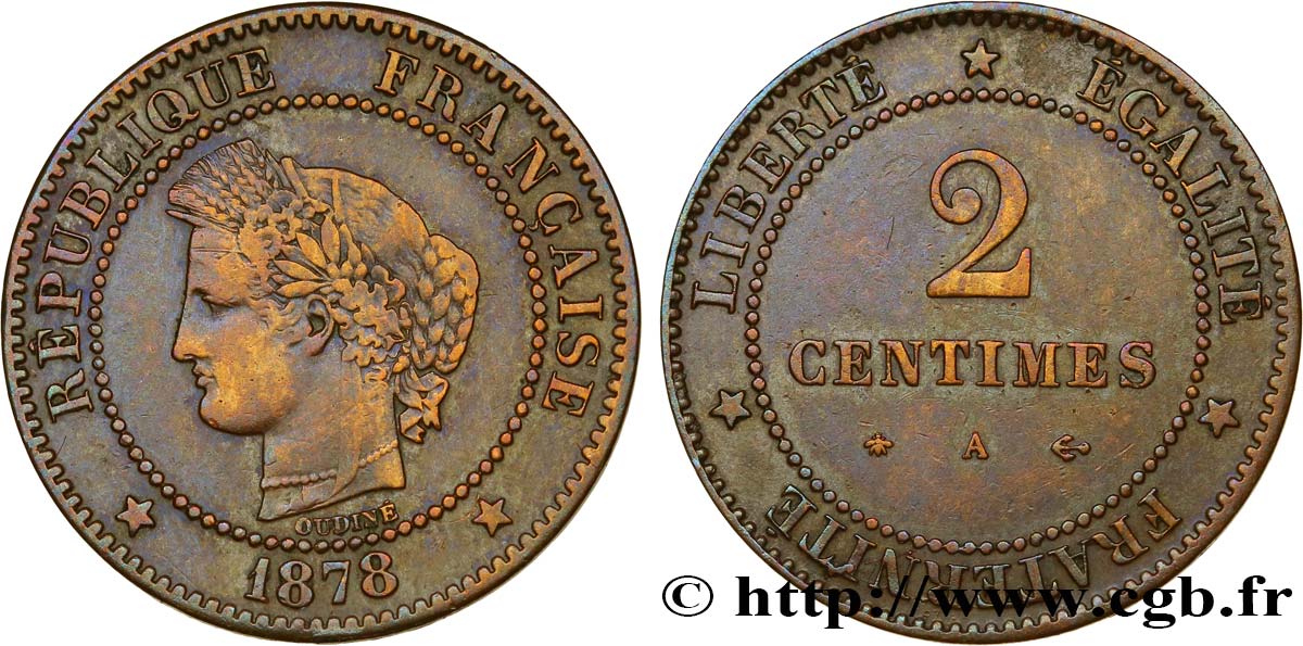 2 centimes Cérès 1878 Paris F.109/3 MBC45 