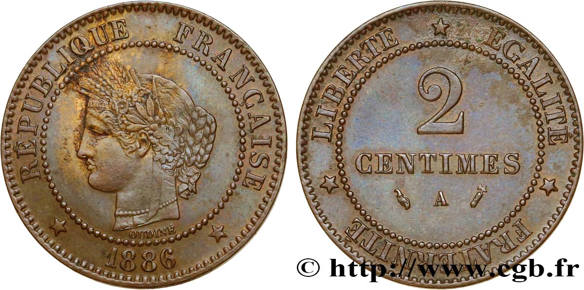 2 centimes Cérès 1886 Paris F.109/12 TTB48 