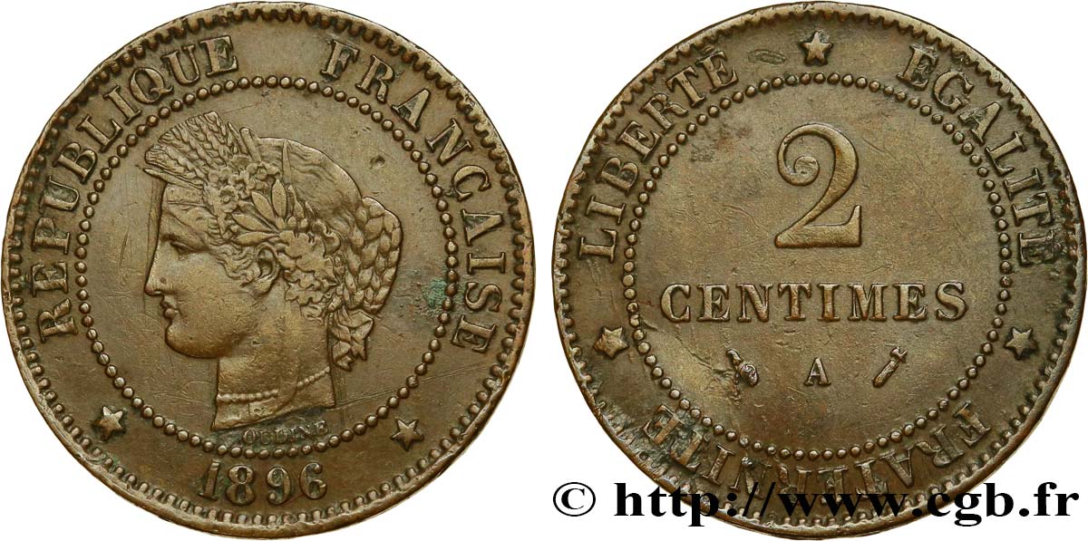 2 centimes Cérès 1896 Paris F.109/22 BB45 
