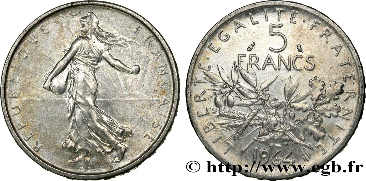5 francs Semeuse, argent 1964 Paris F.340/8 SUP 