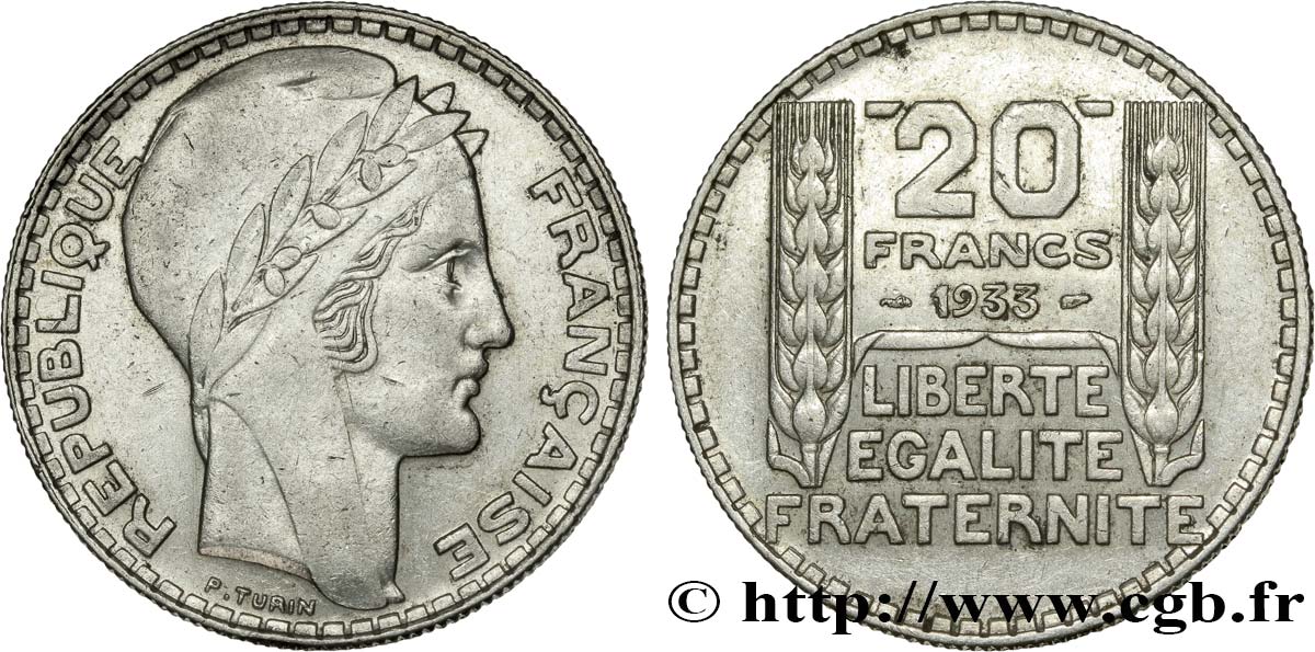 20 francs Turin 1933  F.400/5 TTB45 