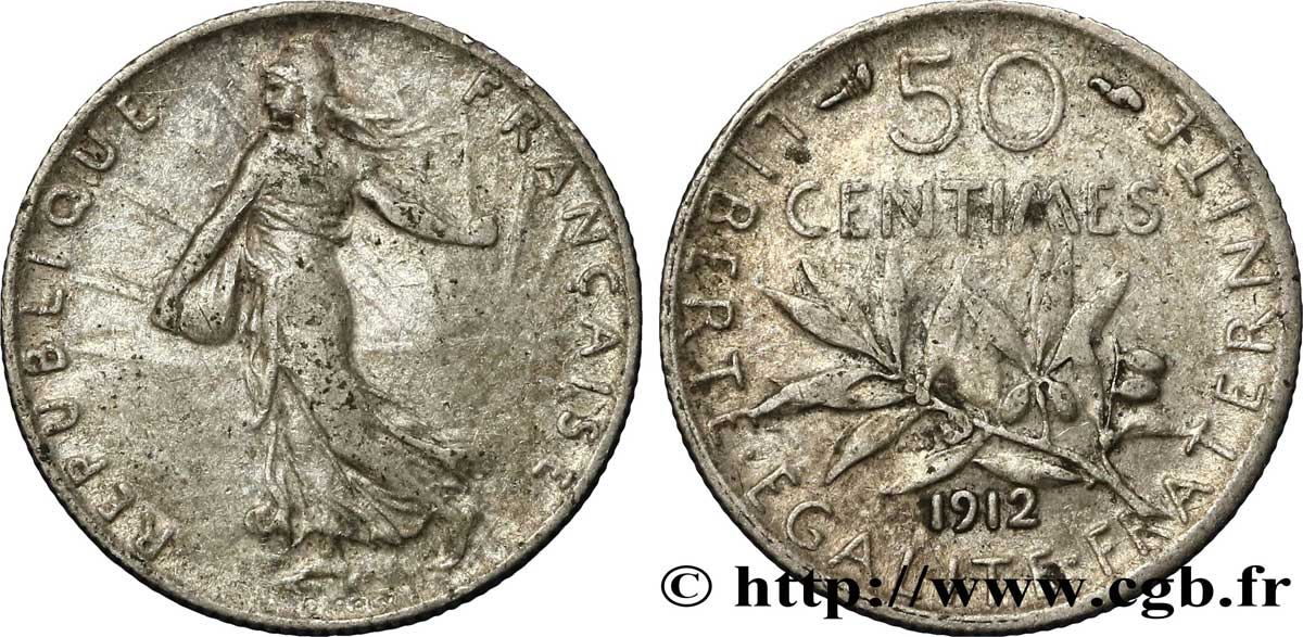 50 centimes Semeuse 1912 Paris F.190/19 BB