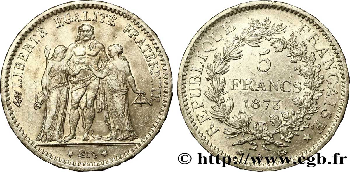 5 francs Hercule 1873 Paris F.334/9 SUP55 