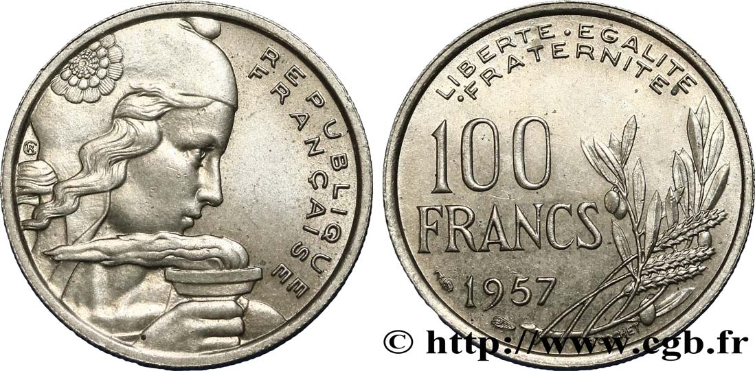 100 francs Cochet 1957  F.450/10 AU52 