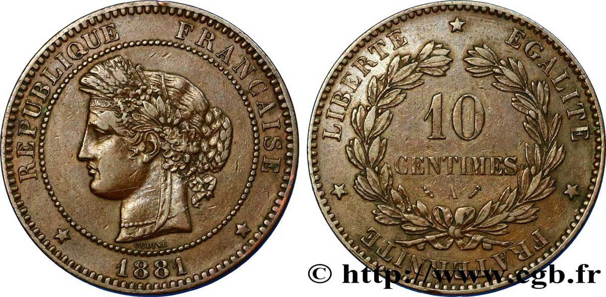 10 centimes Cérès 1881 Paris F.135/25 SS45 