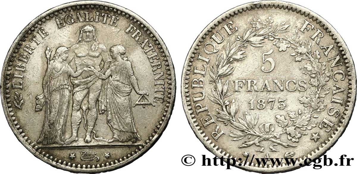 5 francs Hercule 1873 Paris F.334/9 TB