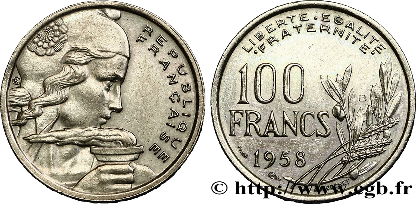 100 francs Cochet 1958 Beaumont-le-Roger F.450/14 AU50