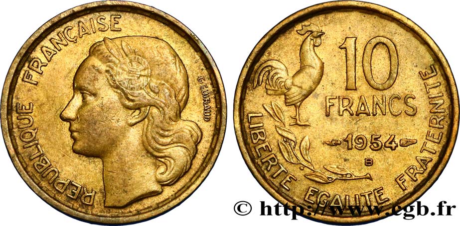 10 francs Guiraud 1954 Beaumont-Le-Roger F.363/11 TTB50