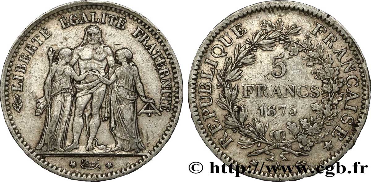 5 francs Hercule 1875 Paris F.334/14 SS 