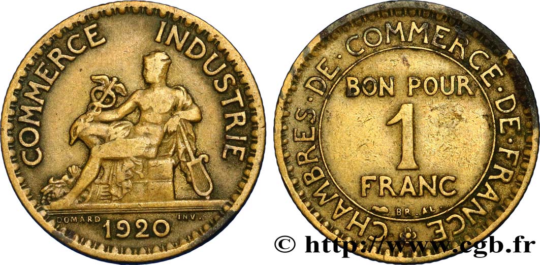 1 franc Chambres de Commerce 1920 Paris F.218/2 VF30
