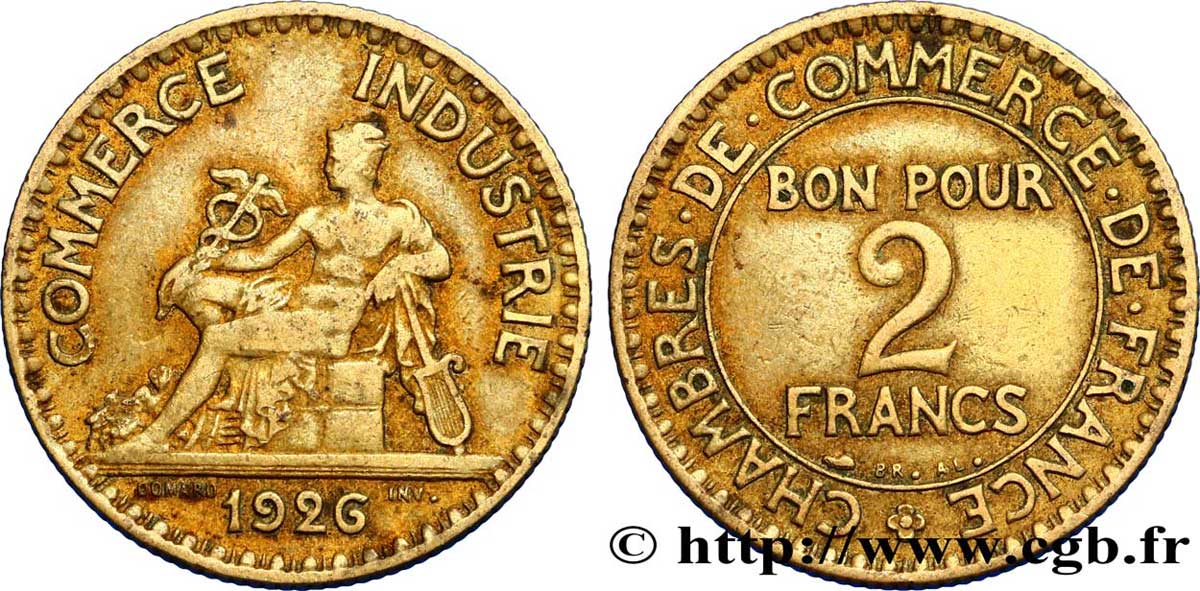 2 francs Chambres de Commerce 1926  F.267/8 VF25 
