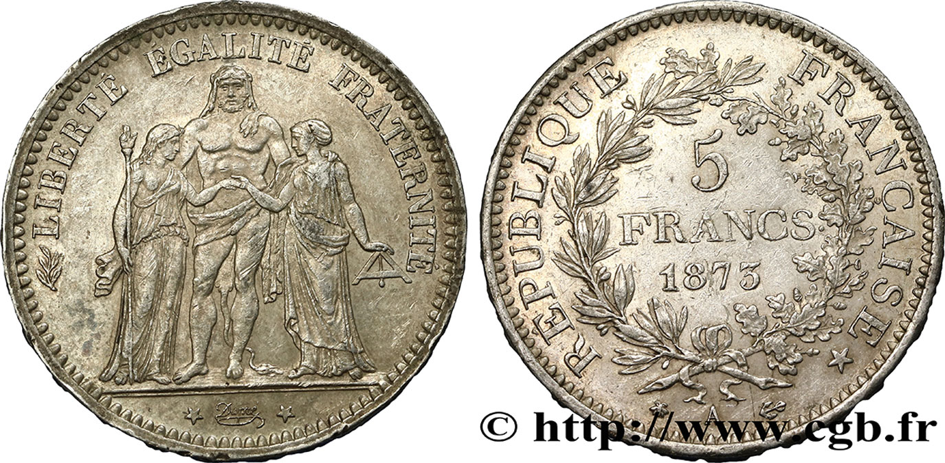 5 francs Hercule 1873 Paris F.334/9 XF45