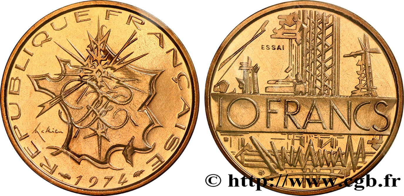 Essai de 10 francs Mathieu 1974 Pessac F.365/1 MS68