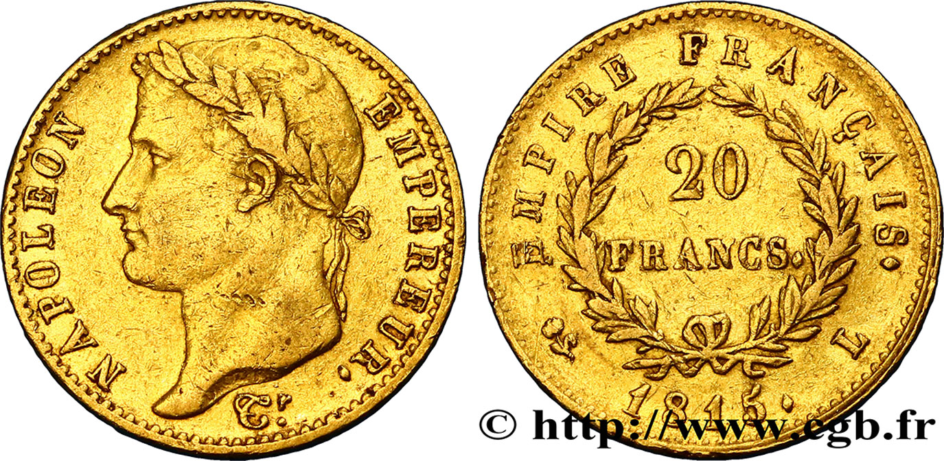 20 francs or Napoléon tête laurée, Cent-Jours 1815 Bayonne F.516A/2 SS45 