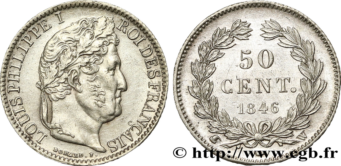50 centimes Louis-Philippe 1846 Lille F.183/12 SUP60 