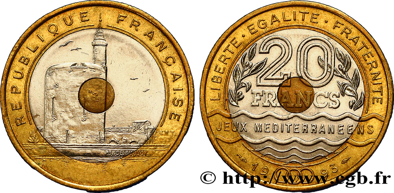 20 francs Jeux Méditerranéens 1993 Pessac F.404/2 AU55