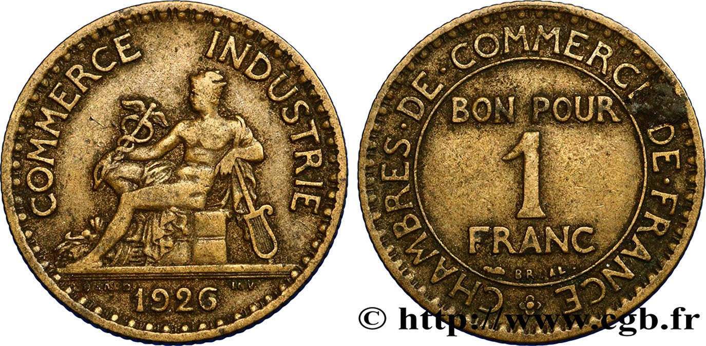 1 franc Chambres de Commerce, signature OMARD 1926 Paris F.218/8 VF30