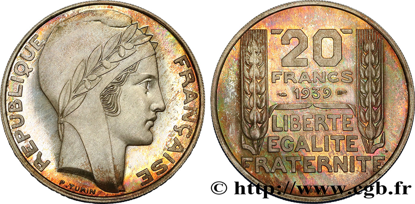 Essai de 20 francs Turin en argent 1939 Paris G.853  MS65 