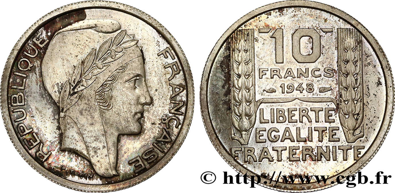 Essai de 10 francs Turin, argent 1948  GEM.181 5 fST64 