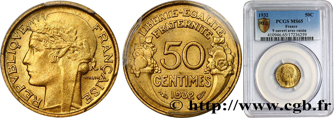 50 centimes Morlon 1932  F.192/7 FDC65 PCGS