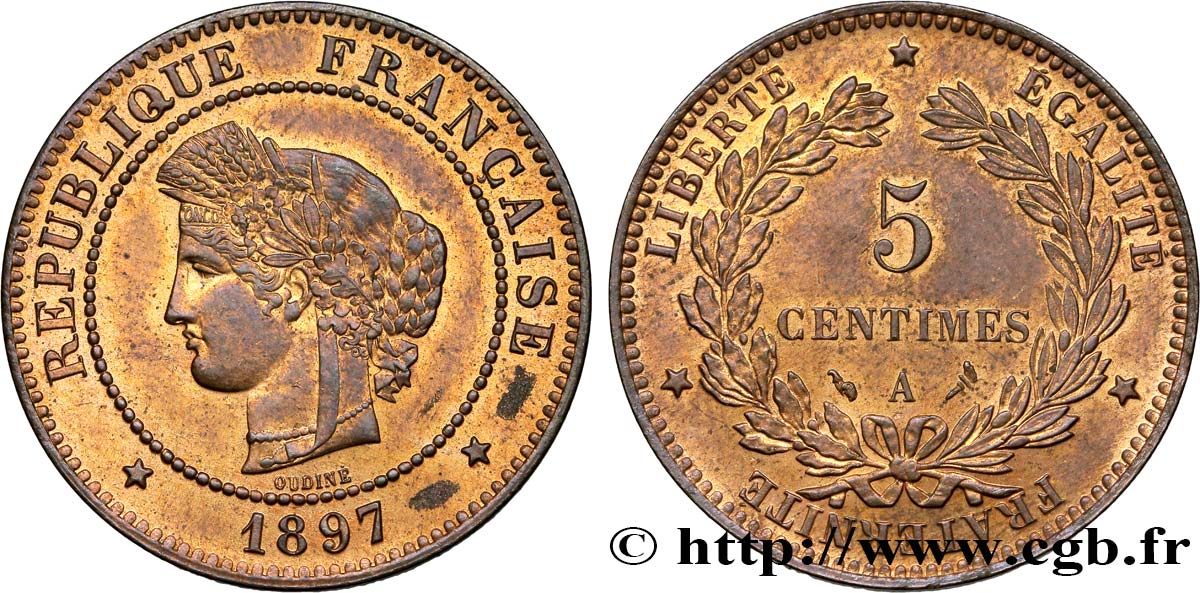5 centimes Cérès 1897 Paris F.118/39 VZ60 
