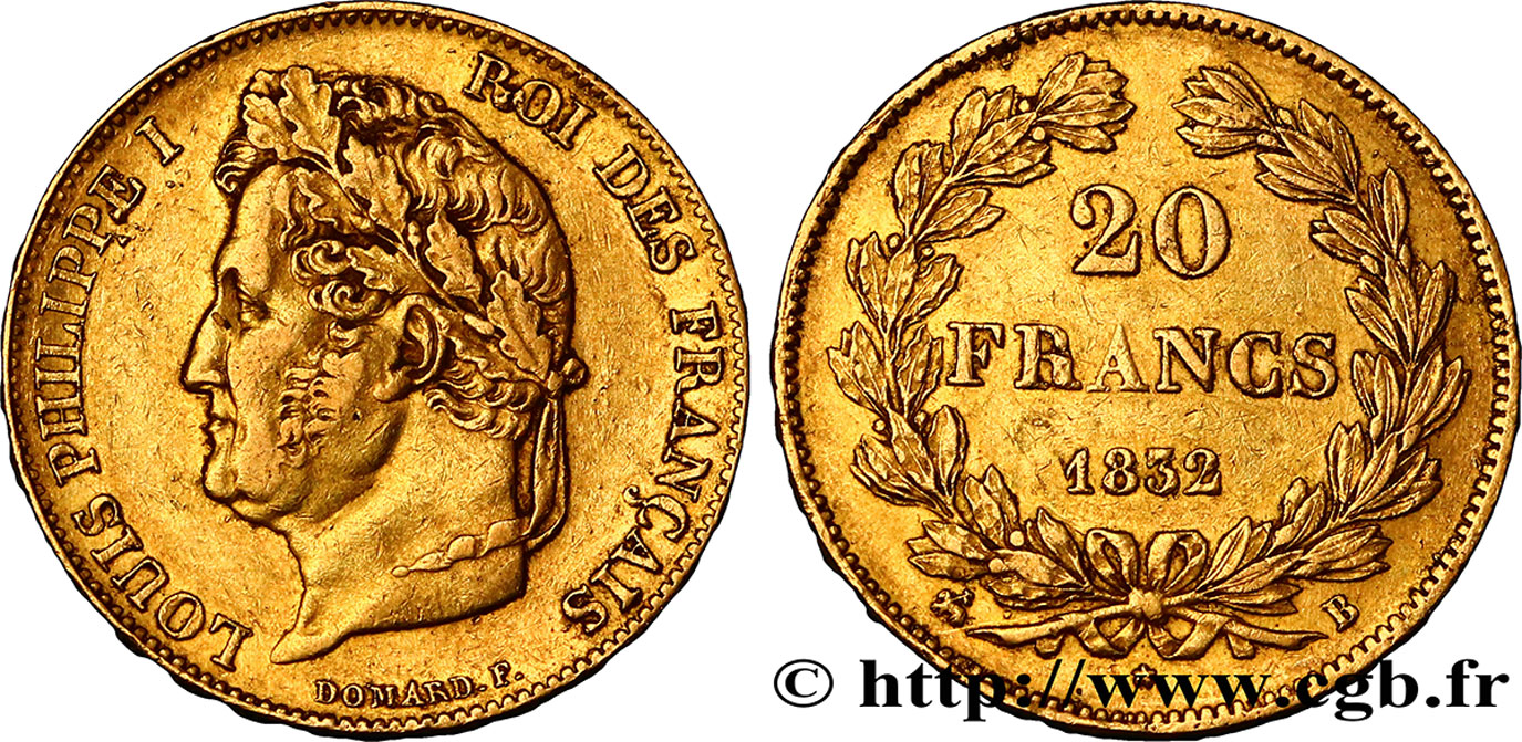 20 francs Louis-Philippe, Domard 1832 Rouen F.527/2 SS48 