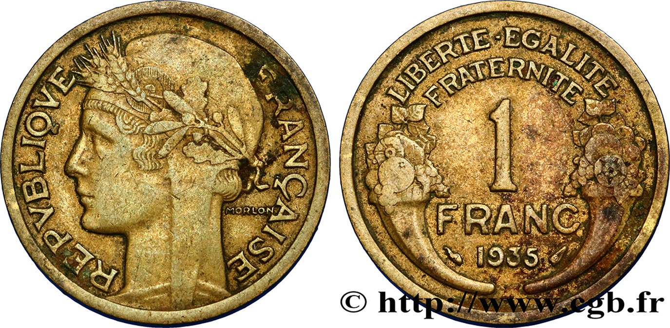 1 franc Morlon 1935 Paris F.219/6 XF40 