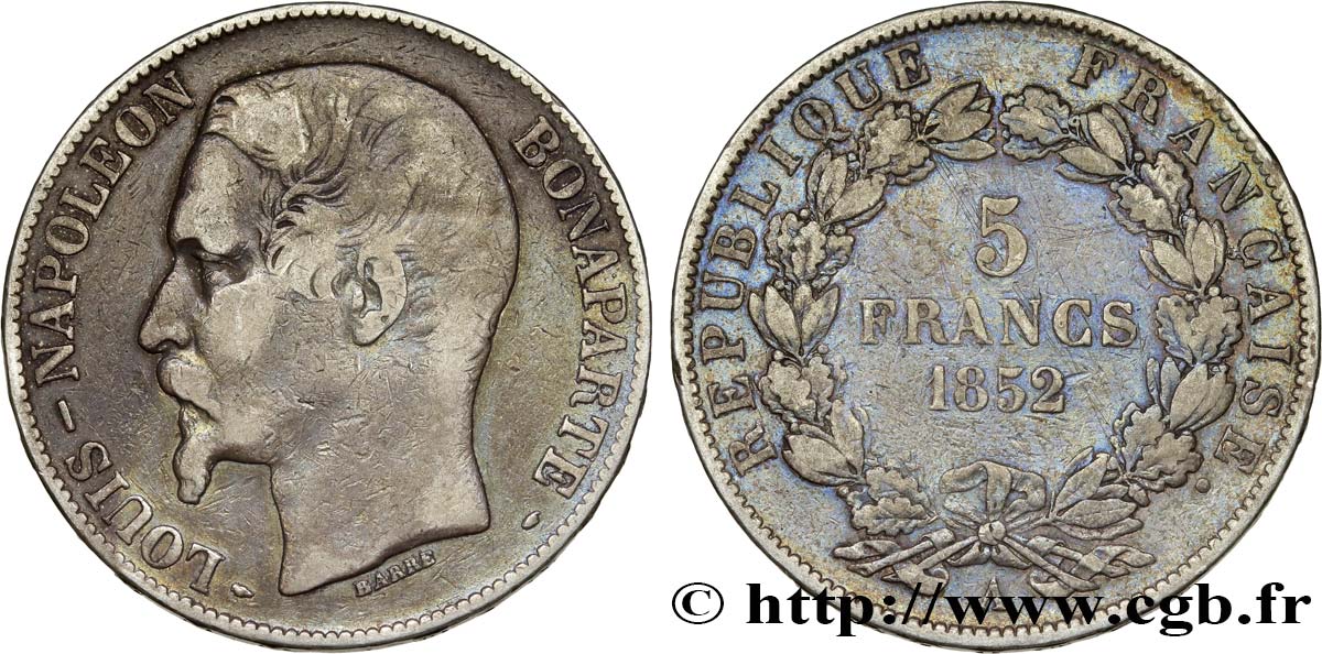5 francs Louis-Napoléon, 1er type 1852 Paris F.329/1 S18 
