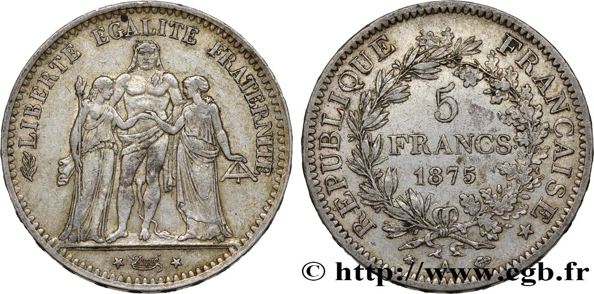 5 francs Hercule 1875 Paris F.334/14 VF28