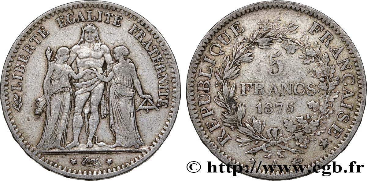5 francs Hercule 1875 Paris F.334/14 TB28
