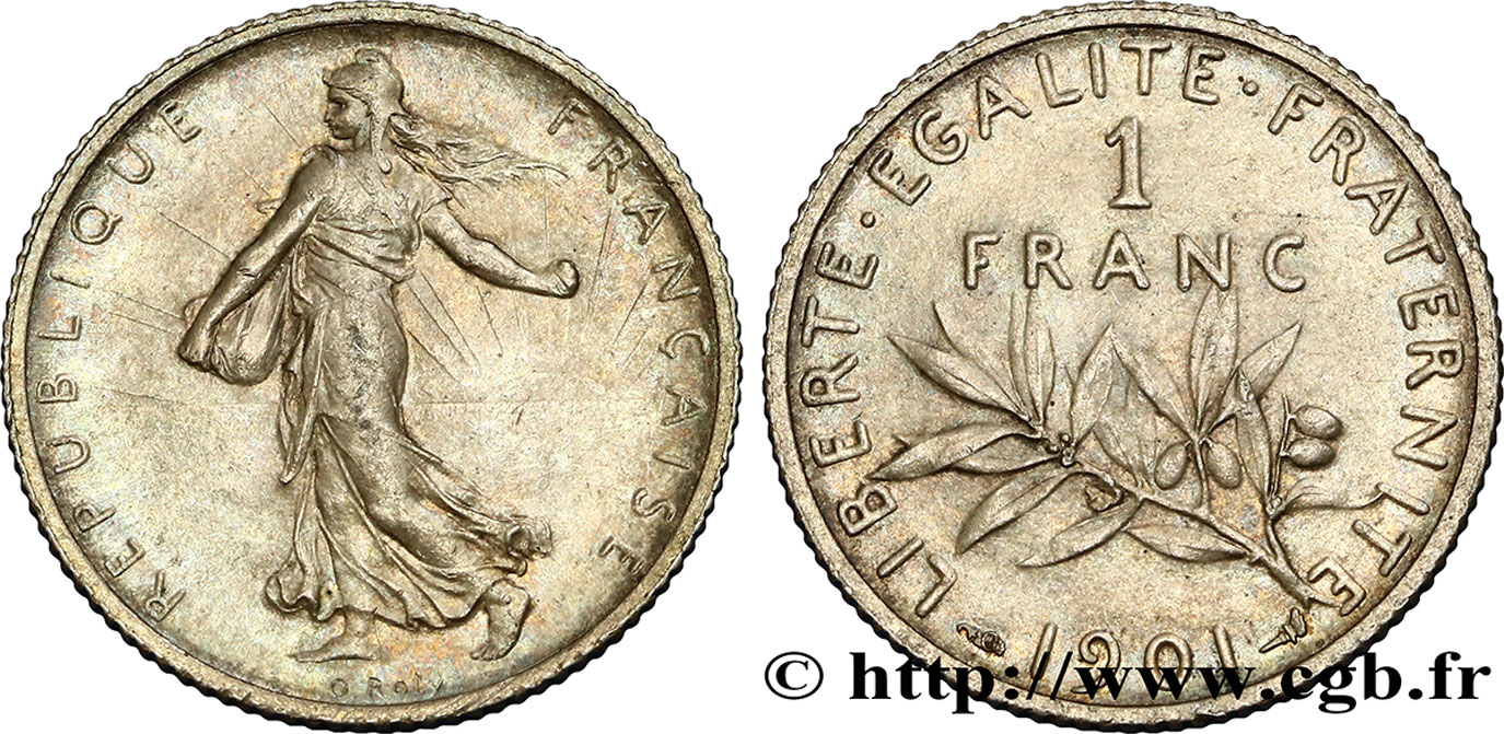 1 franc Semeuse 1901 Paris F.217/6 VZ60 