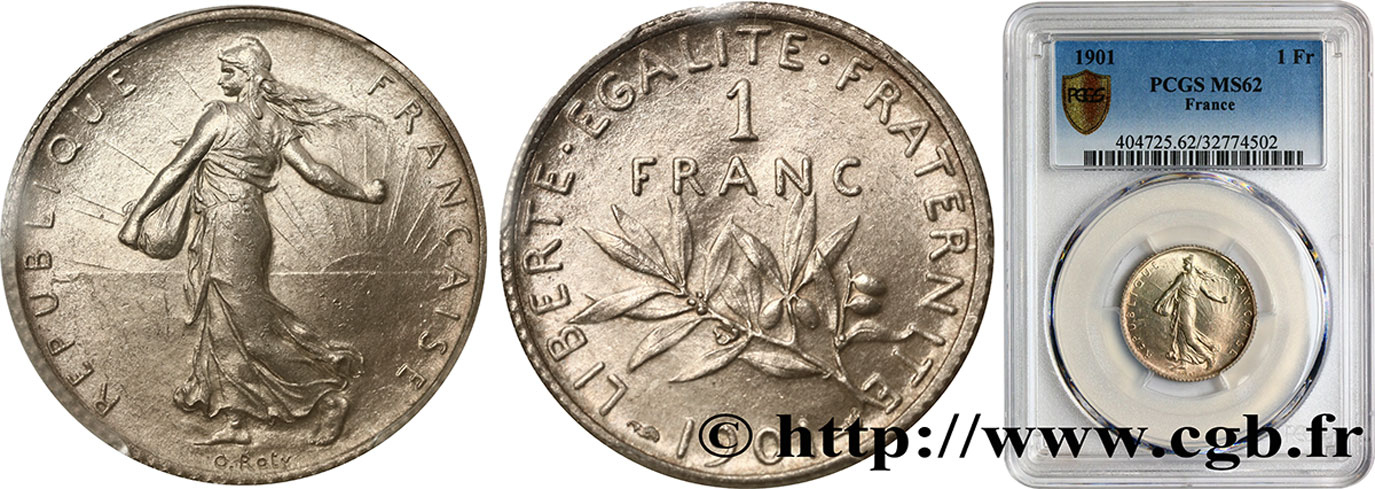 1 franc Semeuse 1901  F.217/6 MS62 PCGS