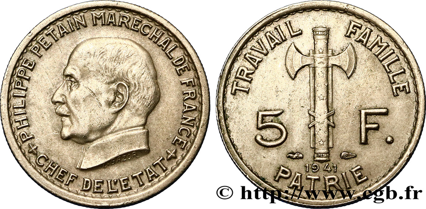 5 francs Pétain 1941  F.338/2 TTB48 