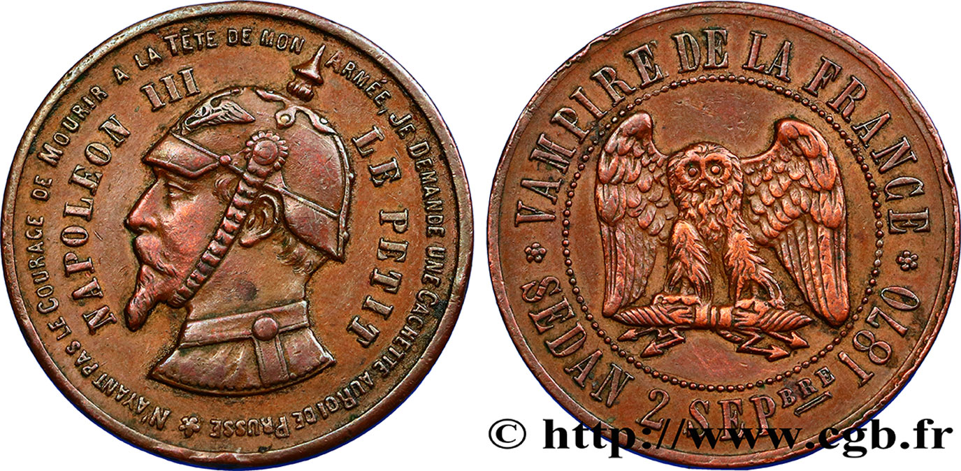 Monnaie satirique, module de 10 centimes 1870  Coll.38  TTB+ 