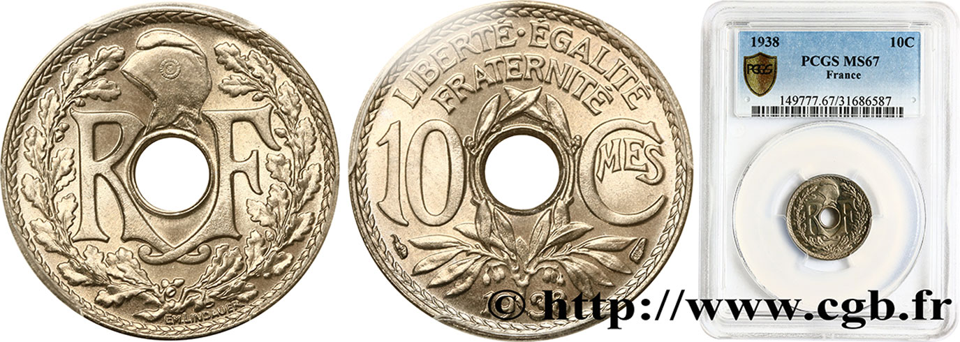 10 centimes Lindauer 1938  F.138/25 MS67 PCGS