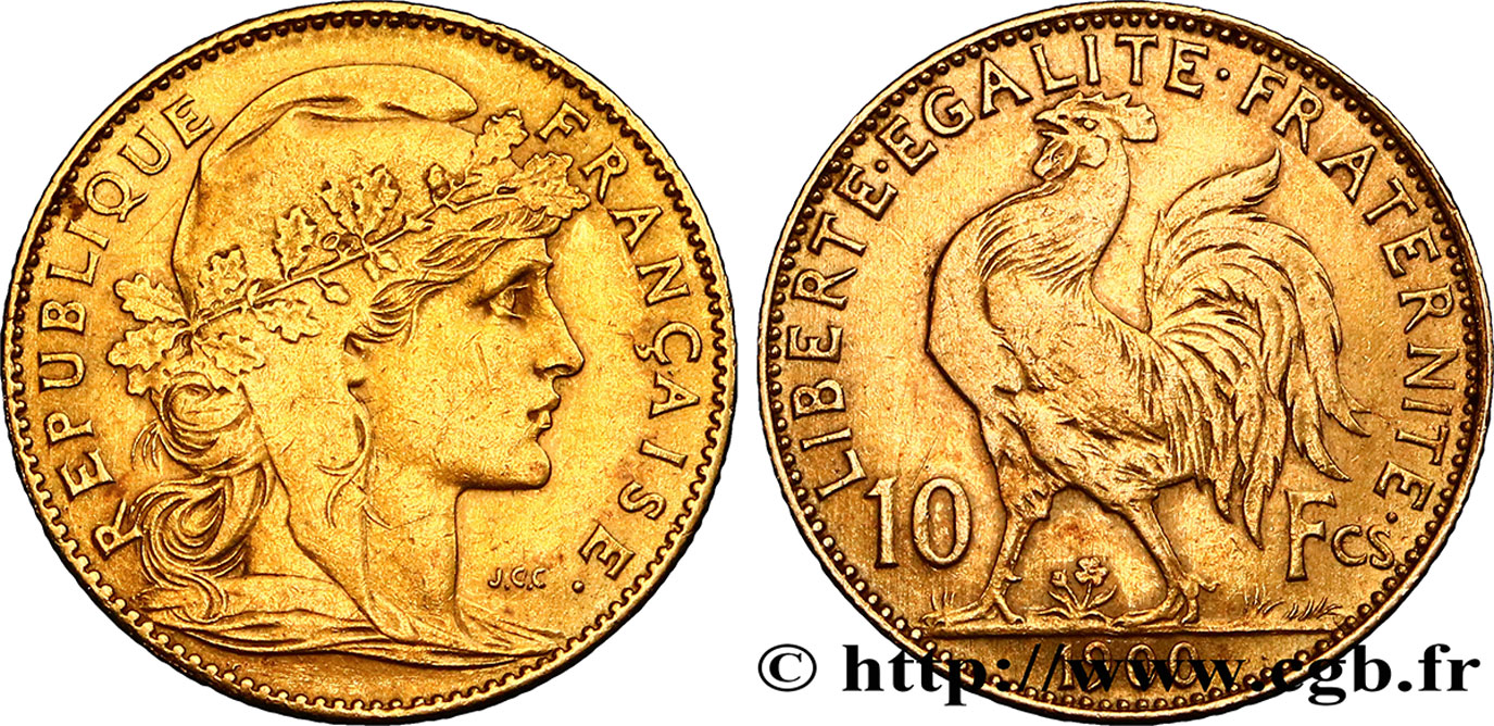 10 francs or Coq 1900 Paris F.509/3 BB48