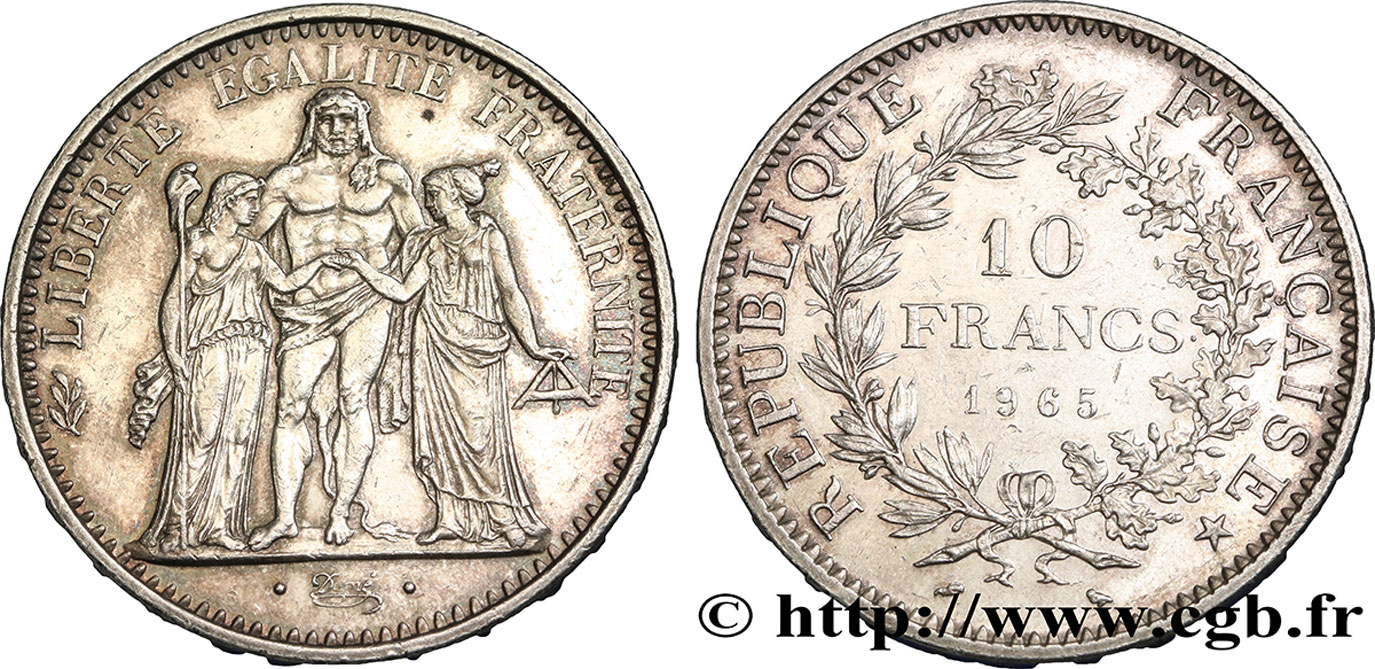 10 francs Hercule 1965  F.364/3 AU52 