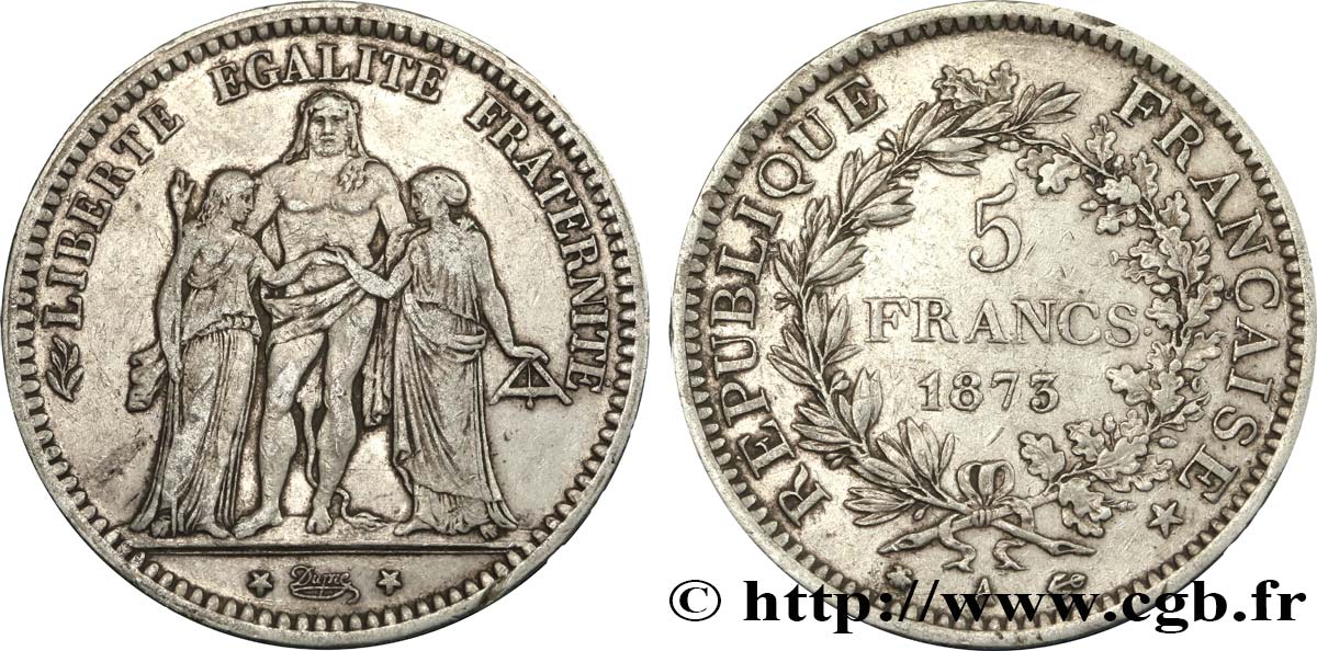 5 francs Hercule 1873 Paris F.334/9 S20 