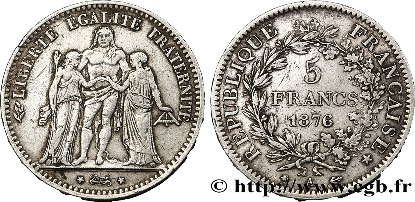 5 francs Hercule 1876 Paris F.334/17 VF