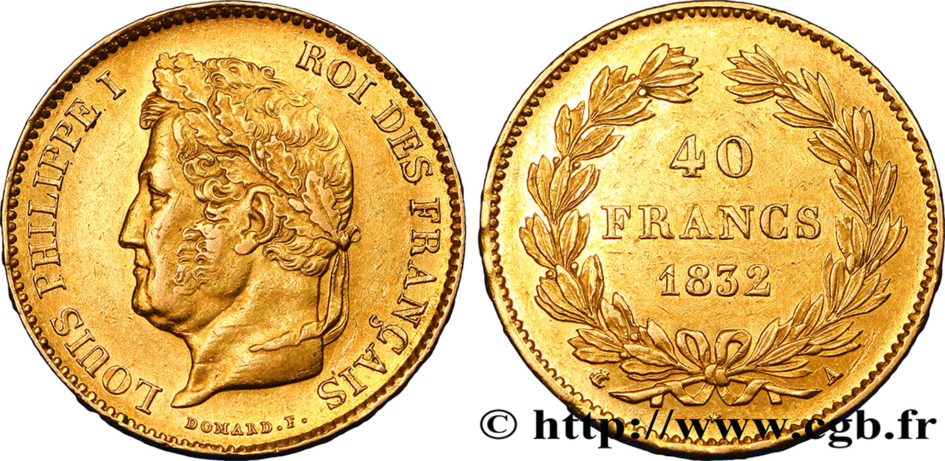 40 francs or Louis-Philippe 1832 Paris F.546/3 SS48 