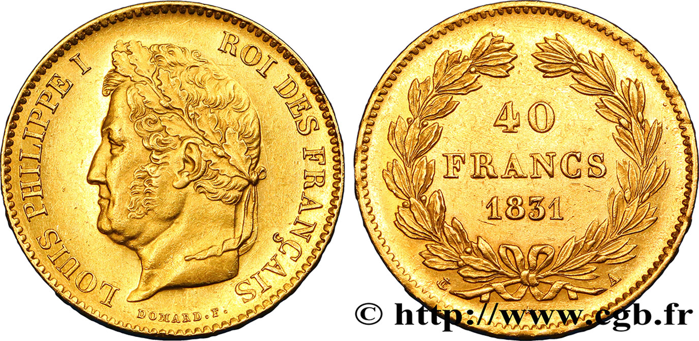 40 francs or Louis-Philippe 1831 Paris F.546/1 SS52 