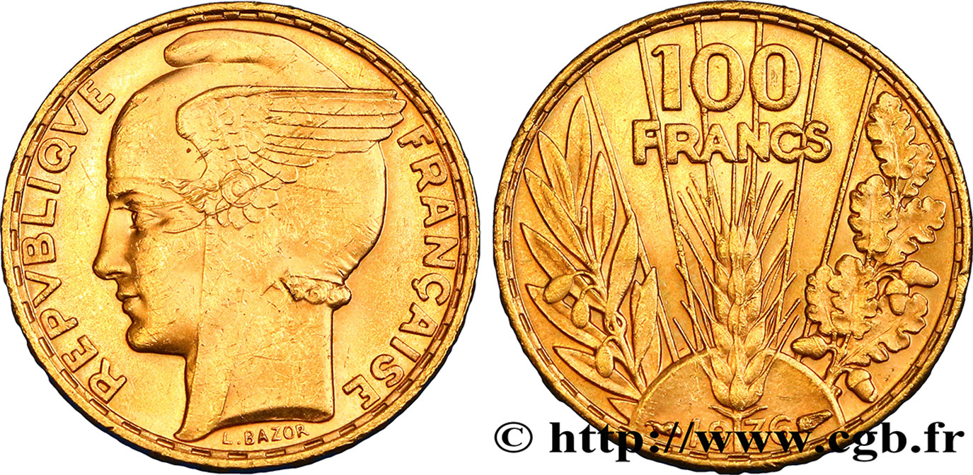 100 francs or, Bazor 1936  F.554/8 EBC60 