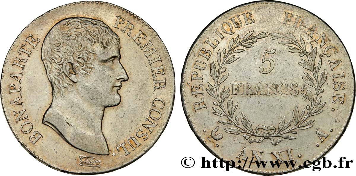 5 francs Bonaparte Premier Consul 1803 Paris F.301/1 MBC52 