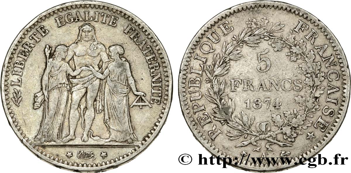 5 francs Hercule 1874 Paris F.334/12 VF